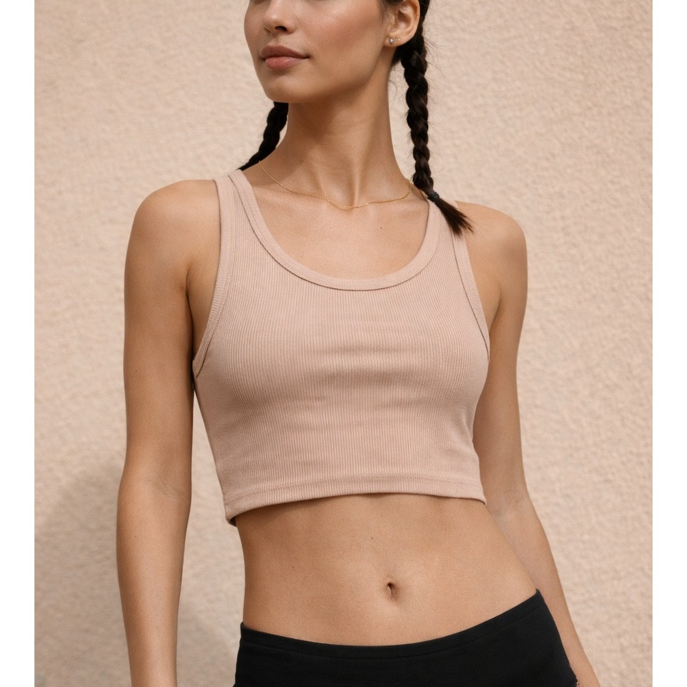 Reformation Beige Blush Ribbed Scoop Neck Tank Top Sleeveless XS